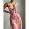 Sexy lingerie, pink Valentine's Day long skirt, thong two-piece set, uniform, tempting women