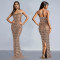 Fashionable women's sexy suspender, rhinestone hot stamping, slim fit, hip hugging dress