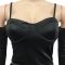 Fashionable solid color sexy suspender wrapped in chest, mid sleeve split drawstring dress