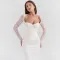 Elegant temperament women's dress long sleeved lace patchwork satin backless slim fit dress