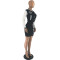 European and American women's baseball uniform embroidered letter wrapped buttocks sexy long sleeved dress