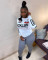 Women's letter positioning printed personalized long sleeved T-shirt top