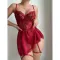 Sexy lingerie lace perspective seduction nightgown thong two-piece set