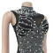 Fashion women's solid color mesh diamond hot stamping pants jumpsuit new style