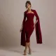 New Women's Elegant Dress with Sexy Long Sleeves, Split Bay Ribbon Evening Dress, Hollow out Medium length Skirt