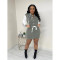 European and American women's baseball uniform embroidered letter wrapped buttocks sexy long sleeved dress