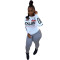 Women's letter positioning printed personalized long sleeved T-shirt top