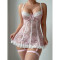 Sexy lingerie lace see through uniform seduction jumpsuit nightgown thong two-piece set