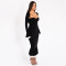 Autumn and winter long sleeved shawl suspender strapless slim and sexy dress