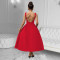 Fashionable women's backless French retro sleeveless long dress