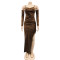 Fashionable solid color sexy suspender wrapped in chest, mid sleeve split drawstring dress