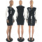 European and American women's baseball uniform embroidered letter wrapped buttocks sexy long sleeved dress