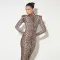 Winter fashion sexy women's leopard print print dress, half high neck long fit slim long sleeved dress