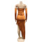 Fashionable solid color sexy suspender wrapped in chest, mid sleeve split drawstring dress