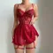 Sexy lingerie lace perspective seduction nightgown thong two-piece set