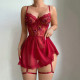 Sexy lingerie lace perspective seduction nightgown thong two-piece set