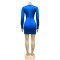 Fashionable and sexy solid color long sleeved hollow pleated mid skirt dress