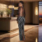 Fashionable women's rhinestone long sleeved sexy tight fitting hip hugging dress
