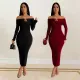 Fashionable women's solid color sexy long skirt, hip hugging slim fit dress