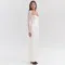 Elegant temperament women's dress long sleeved lace patchwork satin backless slim fit dress