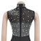 Fashion women's solid color mesh diamond hot stamping pants jumpsuit new style