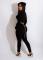 New crop top set with cross folded long sleeved pants and small leg pants, two-piece set