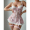 Sexy lingerie lace see through uniform seduction jumpsuit nightgown thong two-piece set