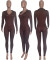 Sexy jumpsuit with waist, wooden ears, coffee colored long pants, tight fitting jumpsuit