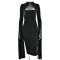 New Women's Elegant Dress with Sexy Long Sleeves, Split Bay Ribbon Evening Dress, Hollow out Medium length Skirt