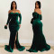 Fashion women's solid color slit evening dress low cut dress new