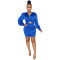 Fashionable and sexy solid color long sleeved hollow pleated mid skirt dress