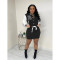 European and American women's baseball uniform embroidered letter wrapped buttocks sexy long sleeved dress