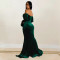 Fashion women's solid color slit evening dress low cut dress new