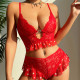 Sexy red love Valentine's Day lingerie lace gathering bra underwear two-piece set