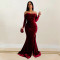 Fashion women's solid color slit evening dress low cut dress new