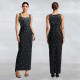 Fashionable women's rhinestone U-neck sleeveless hip hugging tight dress