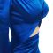 Fashionable and sexy solid color long sleeved hollow pleated mid skirt dress