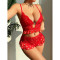 Sexy red love Valentine's Day lingerie lace gathering bra underwear two-piece set