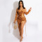Fashionable solid color sexy suspender wrapped in chest, mid sleeve split drawstring dress