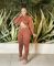 New crop top set with cross folded long sleeved pants and small leg pants, two-piece set