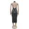Fashion women's backless sleeveless slim fit rhinestone dress new style