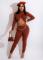 New crop top set with cross folded long sleeved pants and small leg pants, two-piece set