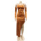 Fashionable solid color sexy suspender wrapped in chest, mid sleeve split drawstring dress