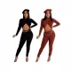 New crop top set with cross folded long sleeved pants and small leg pants, two-piece set