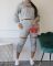 Shoulder sleeves hooded sweatshirt sports pants set, two-piece set, thick sweatshirt pull frame