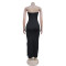 Fashionable women's sexy strapless and diamond hot stamping bag arm slit dress