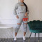 Shoulder sleeves hooded sweatshirt sports pants set, two-piece set, thick sweatshirt pull frame