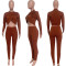 New crop top set with cross folded long sleeved pants and small leg pants, two-piece set