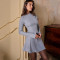 Hot selling new women's dress sexy round neck long sleeved slim fit A-line hip hugging short skirt