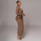 Hot selling long sleeved ribbon long skirt, fashionable and sexy pleated slim fit dress